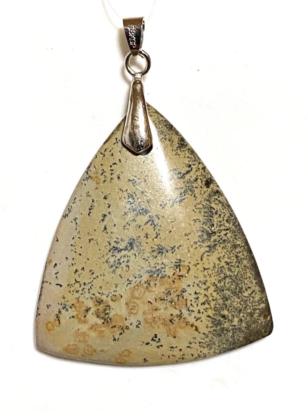 Natural Earthy Dendritic Jasper Pendant, Large Triangle Gemstone Pendant